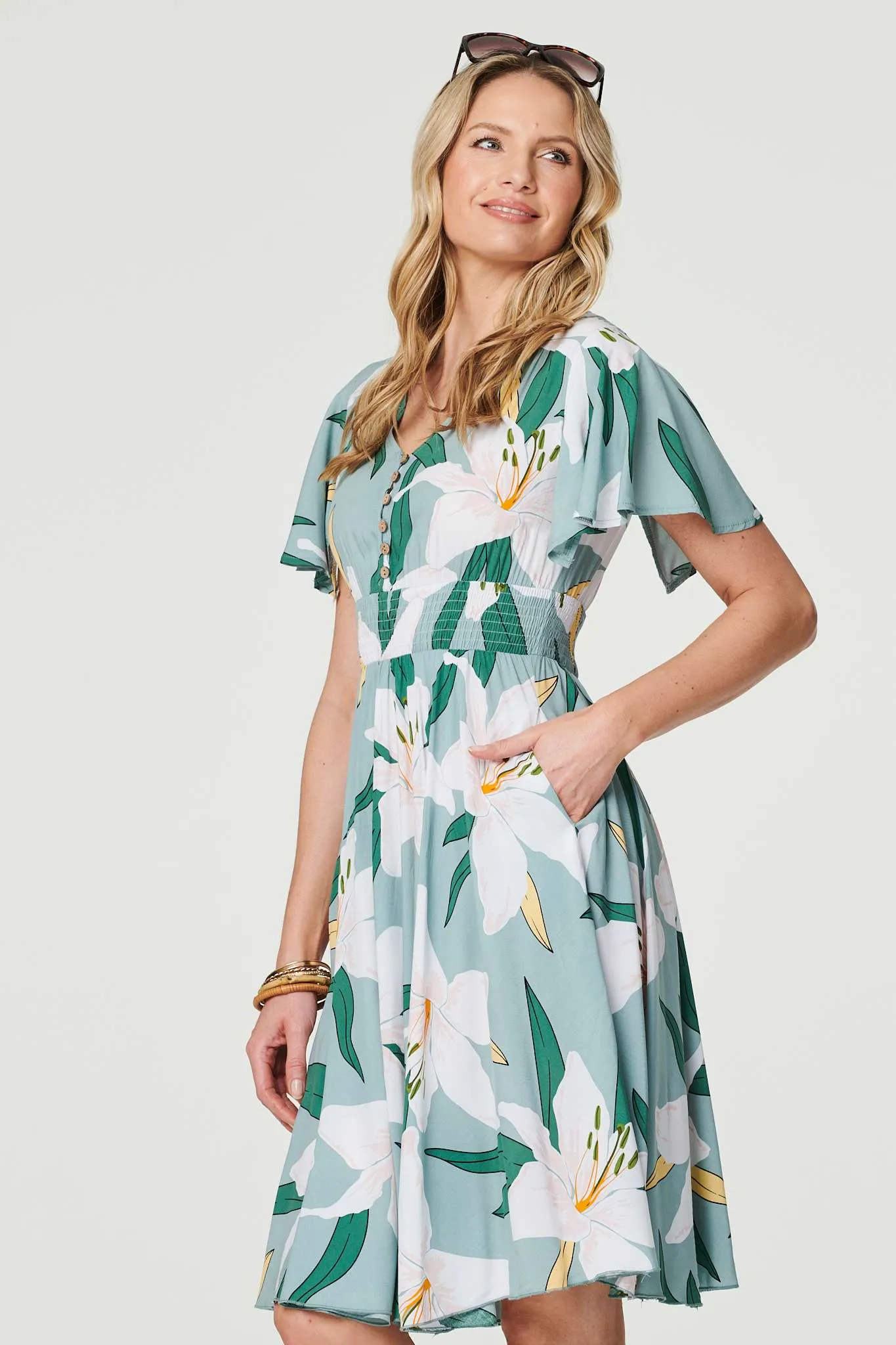 Floral Knee Length Skater Dress