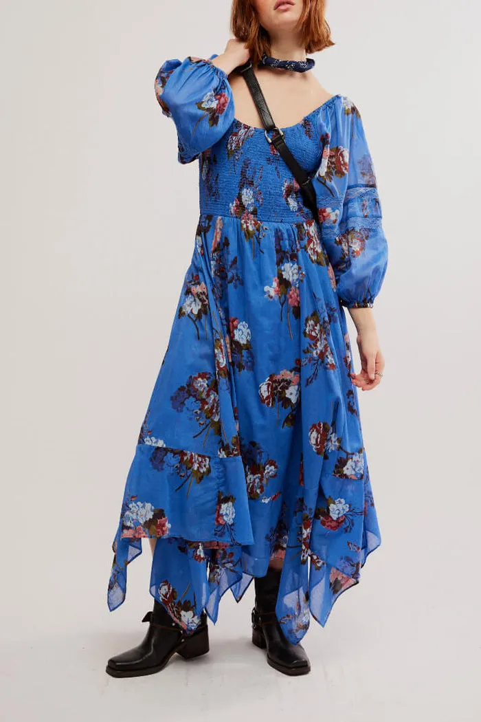 Free People Morning Glory Maxi Dress in Dutch Blue Combo