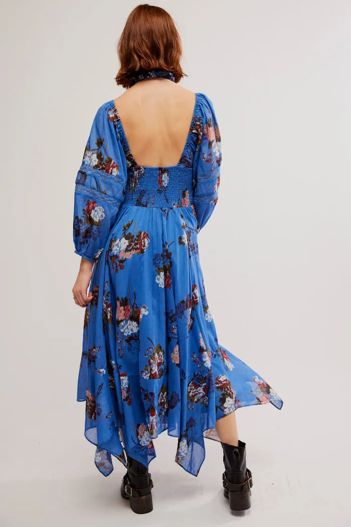 Free People Morning Glory Maxi Dress in Dutch Blue Combo