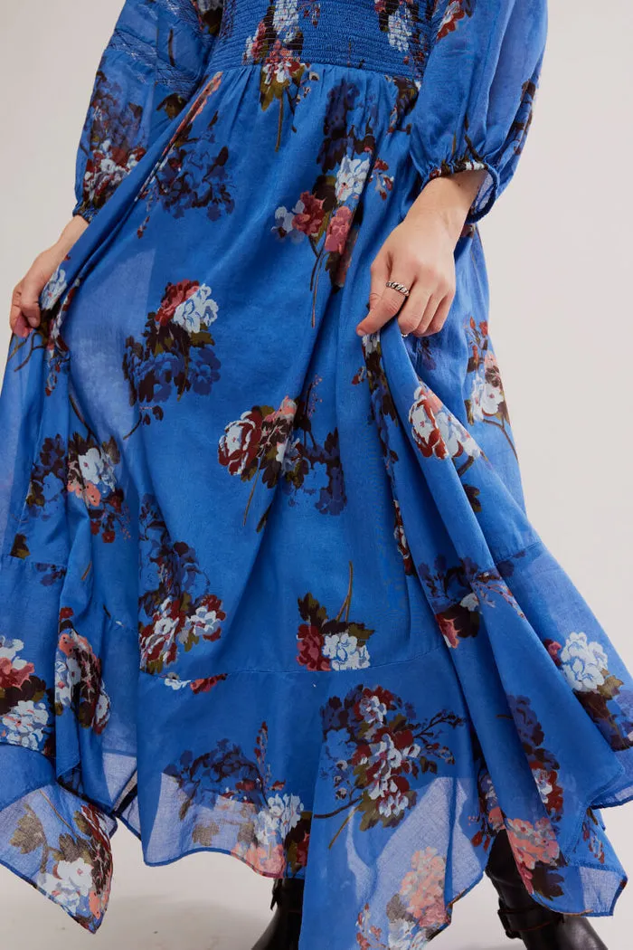 Free People Morning Glory Maxi Dress in Dutch Blue Combo