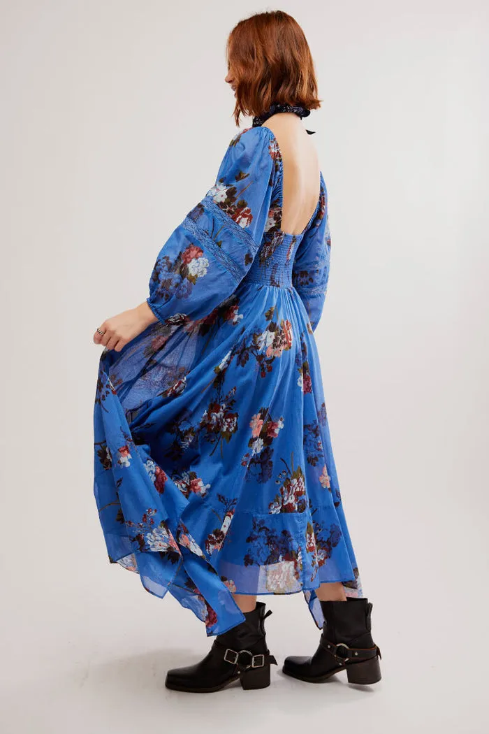 Free People Morning Glory Maxi Dress in Dutch Blue Combo