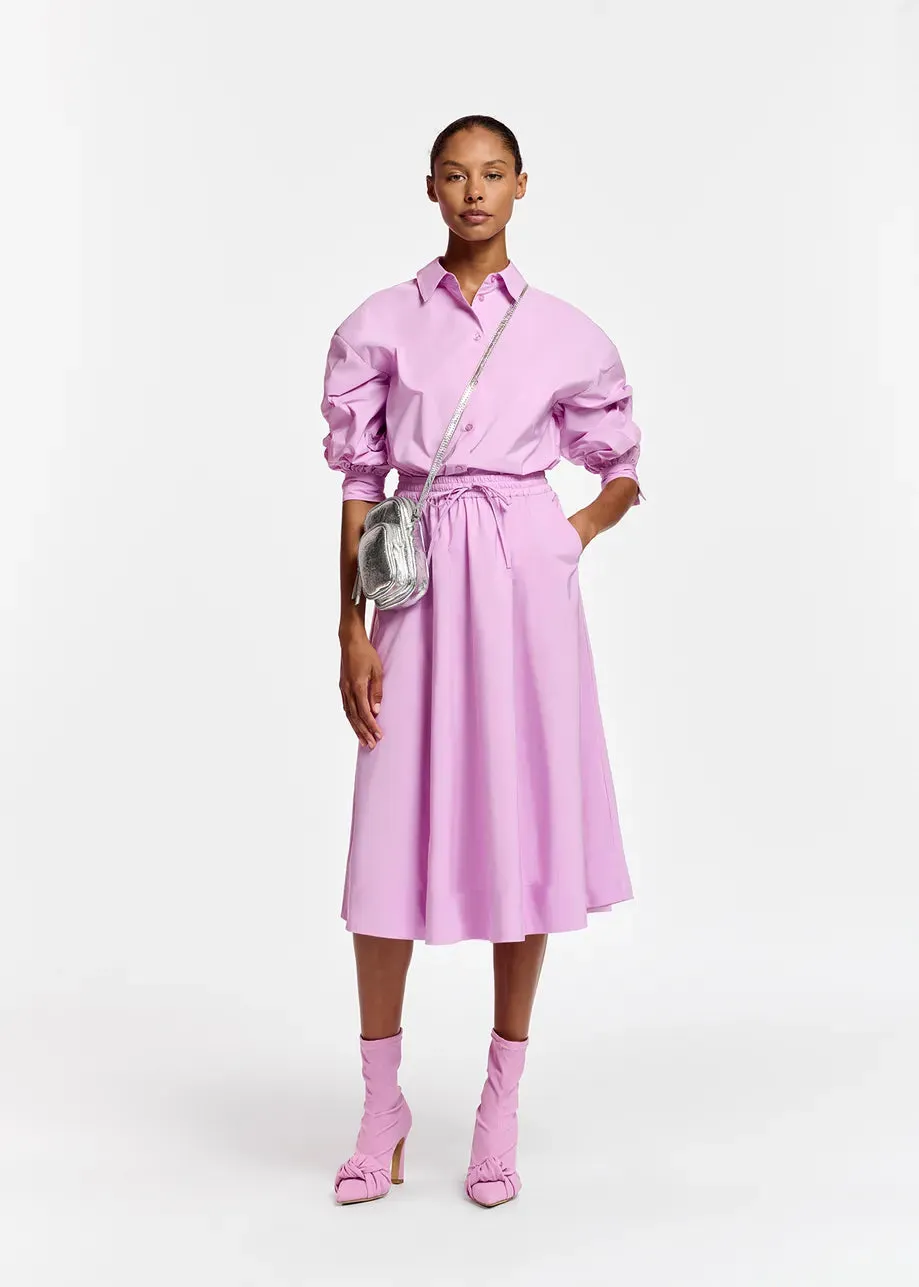 Fuchsia 'Taffata' Midi Length Skirt - Lilac