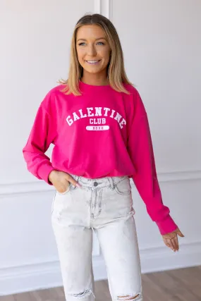 Galentine Club on Hot Pink Crazy Cozy Microfleece Crewneck