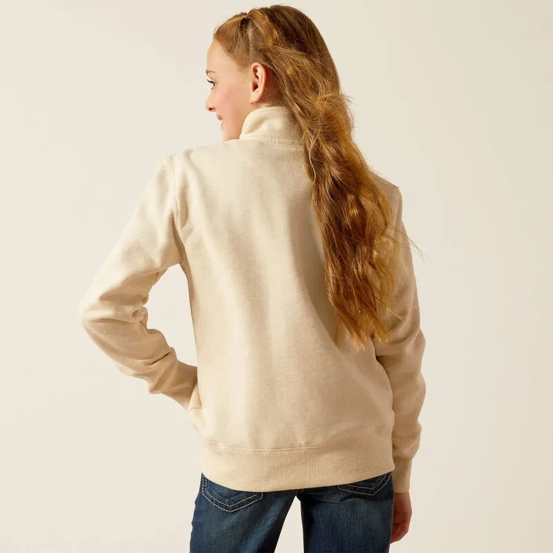 Girl's Ariat Pasture 1/4 Zip Oatmeal Pullover