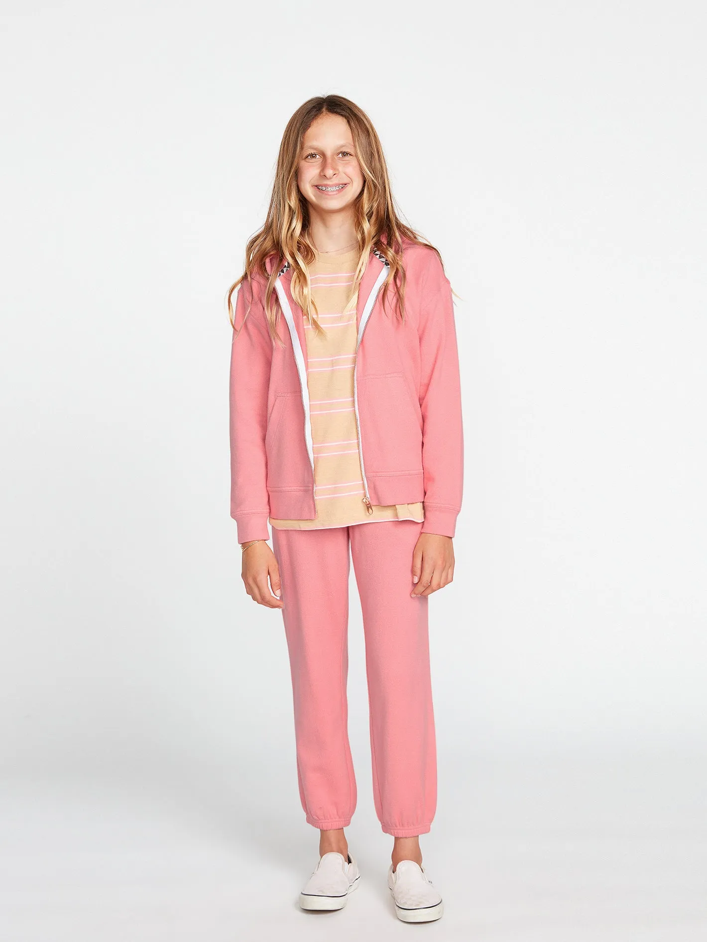 Girls Lived In Lounge Zip Fleece - Coral Haze