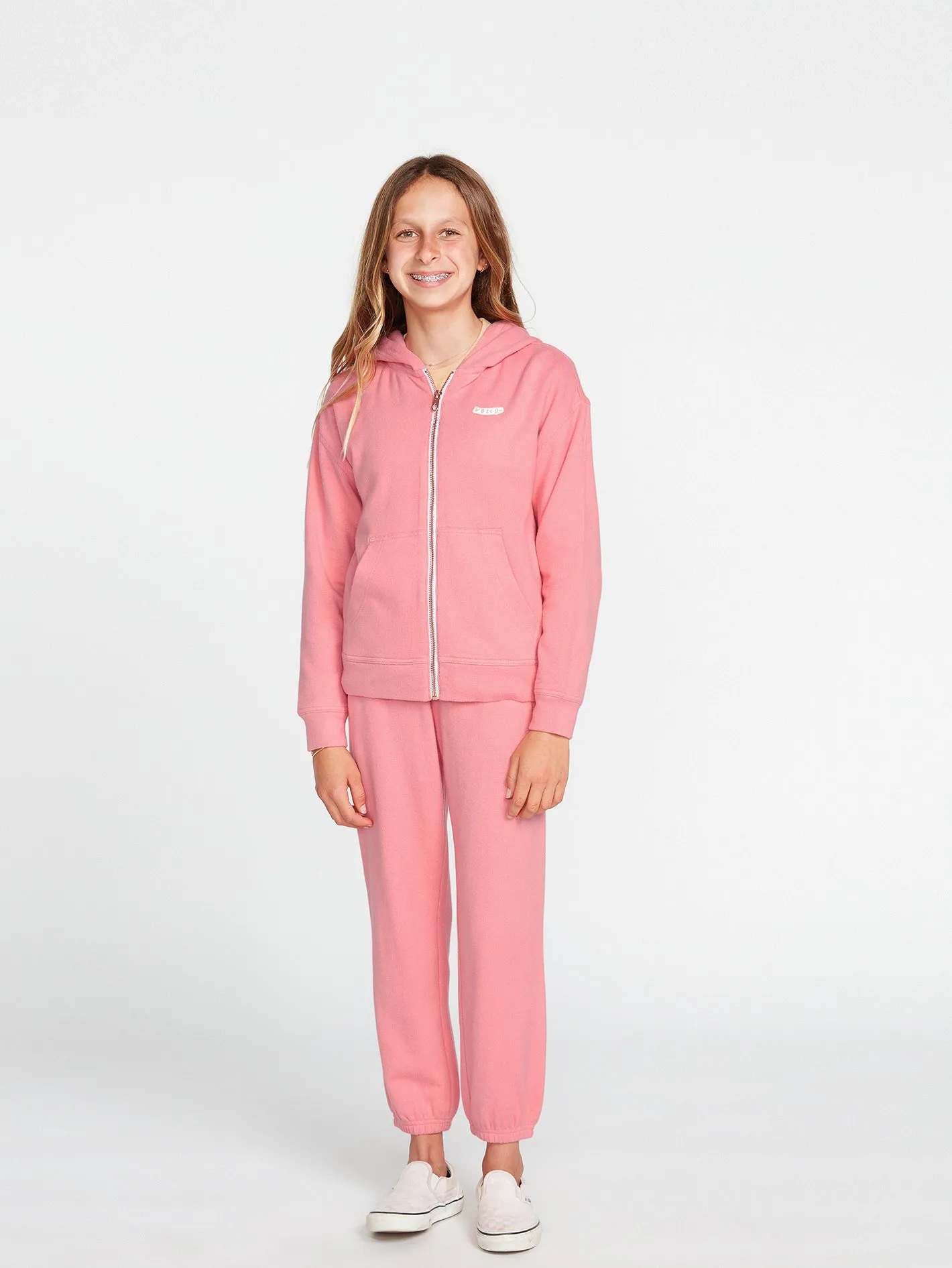 Girls Lived In Lounge Zip Fleece - Coral Haze