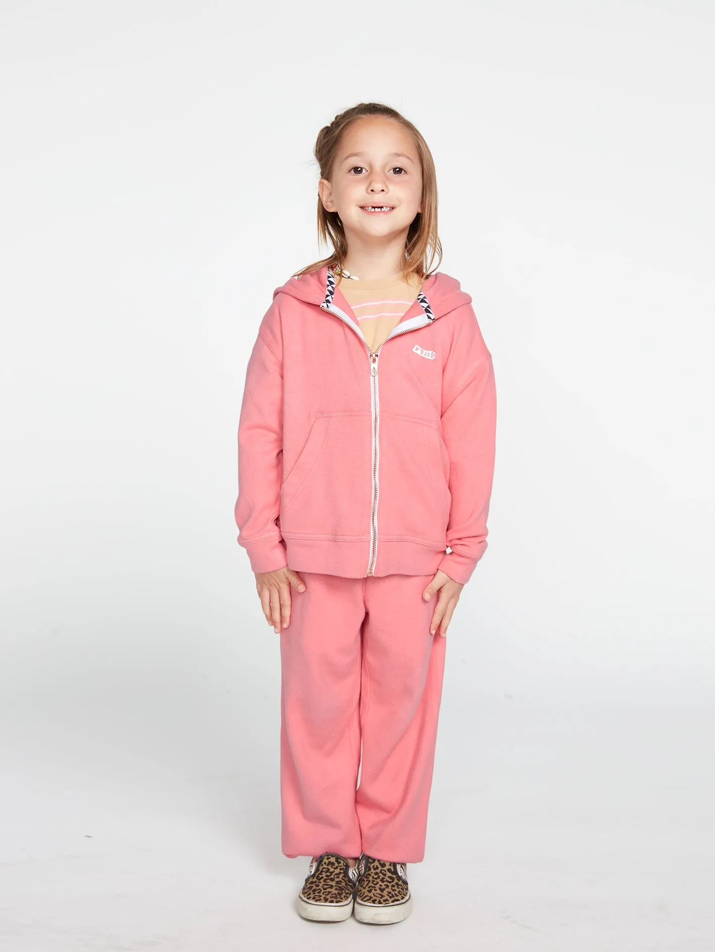 Girls Lived In Lounge Zip Fleece - Coral Haze