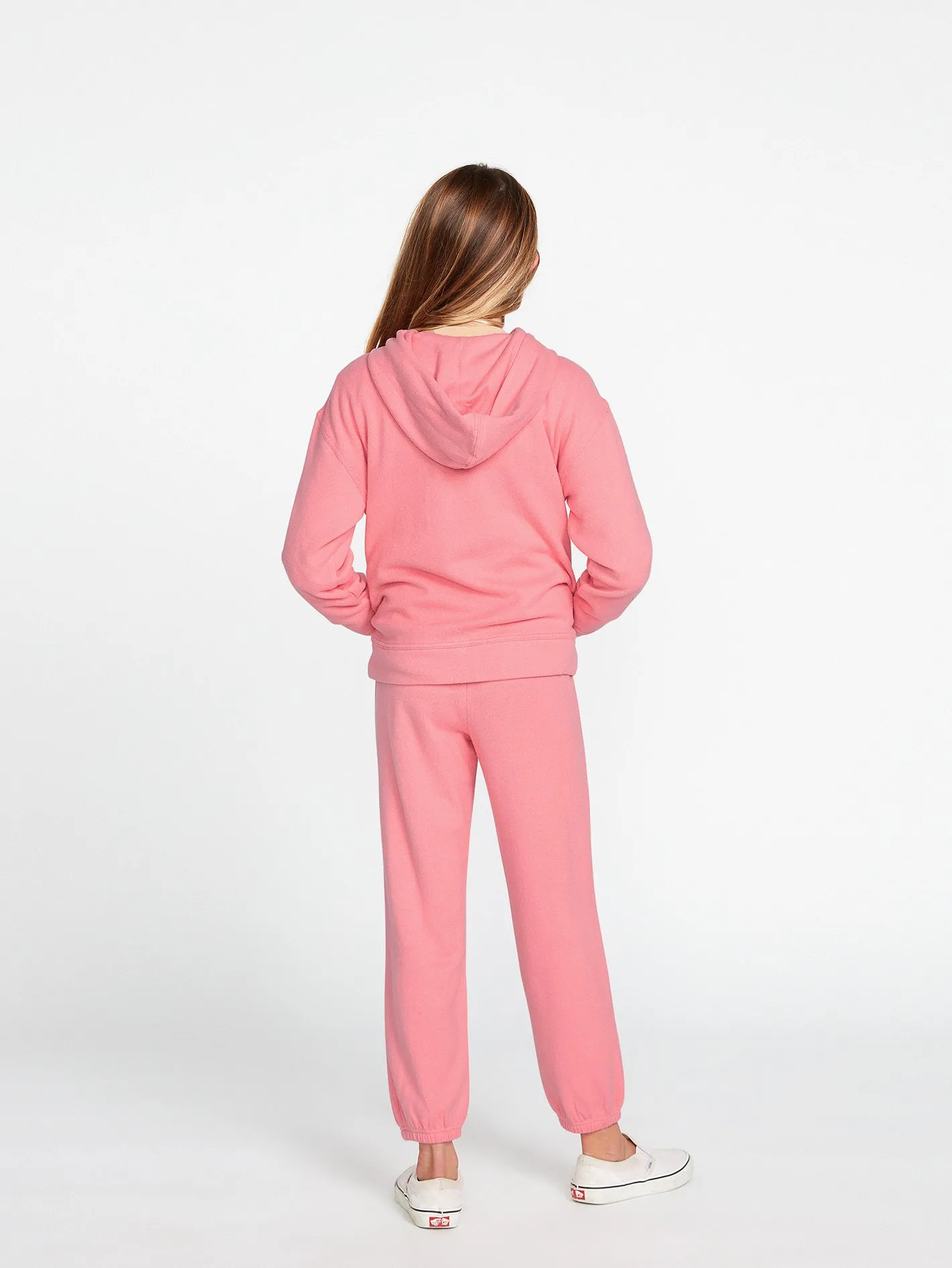 Girls Lived In Lounge Zip Fleece - Coral Haze