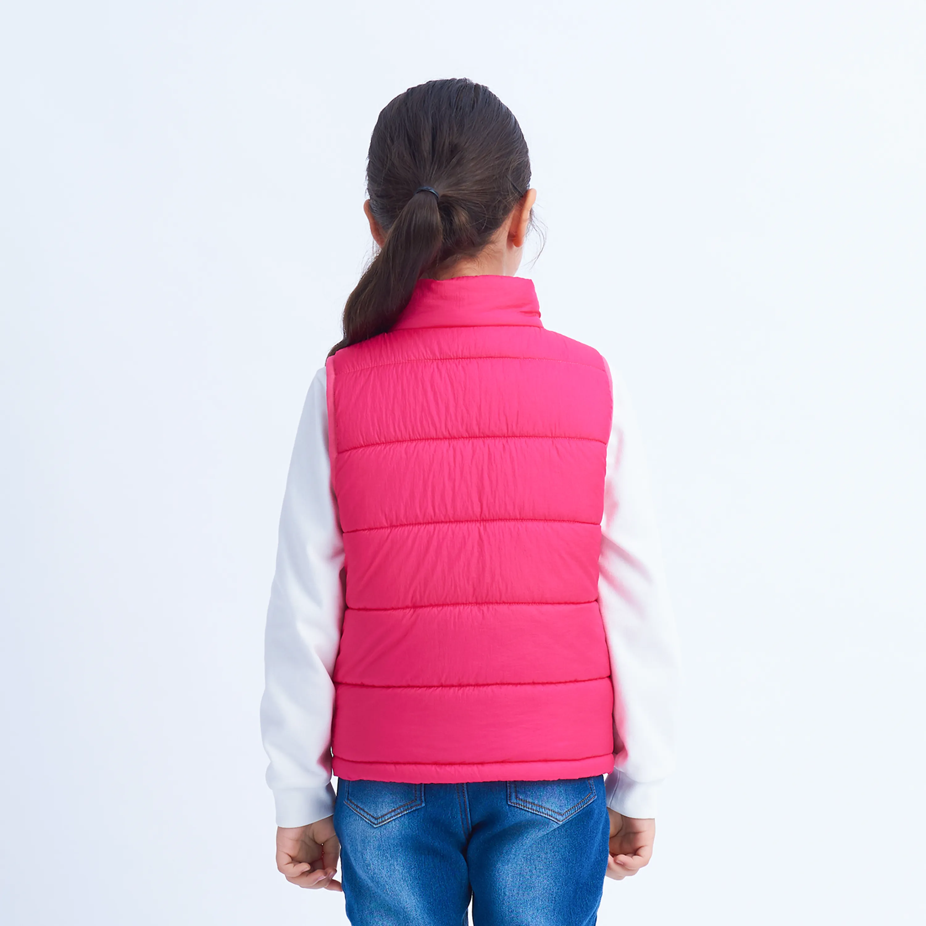 Girls Winter Puffer Vest, Winter Lightweight Gilet Red