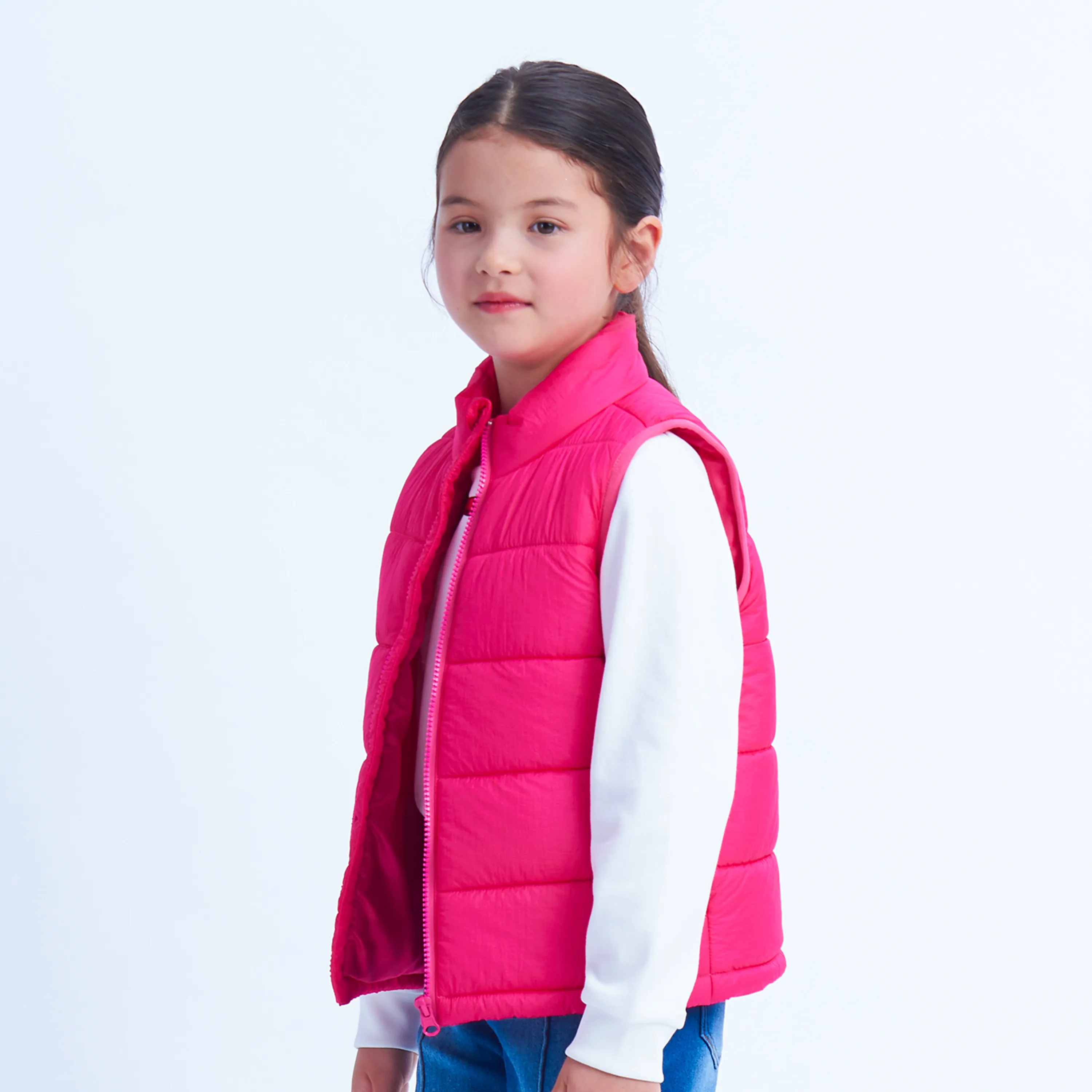 Girls Winter Puffer Vest, Winter Lightweight Gilet Red