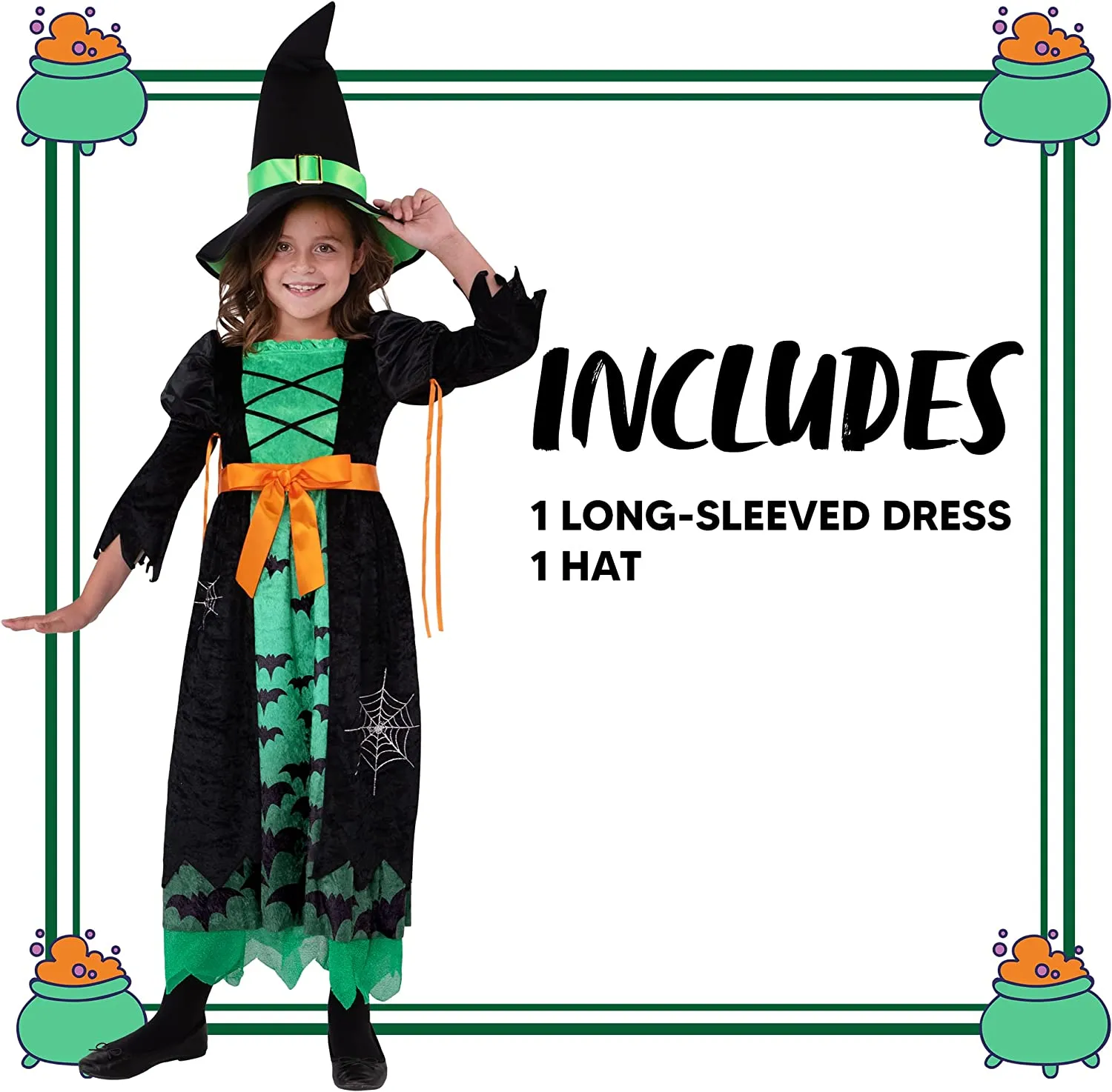 Green Witch Costume for Girls - Child