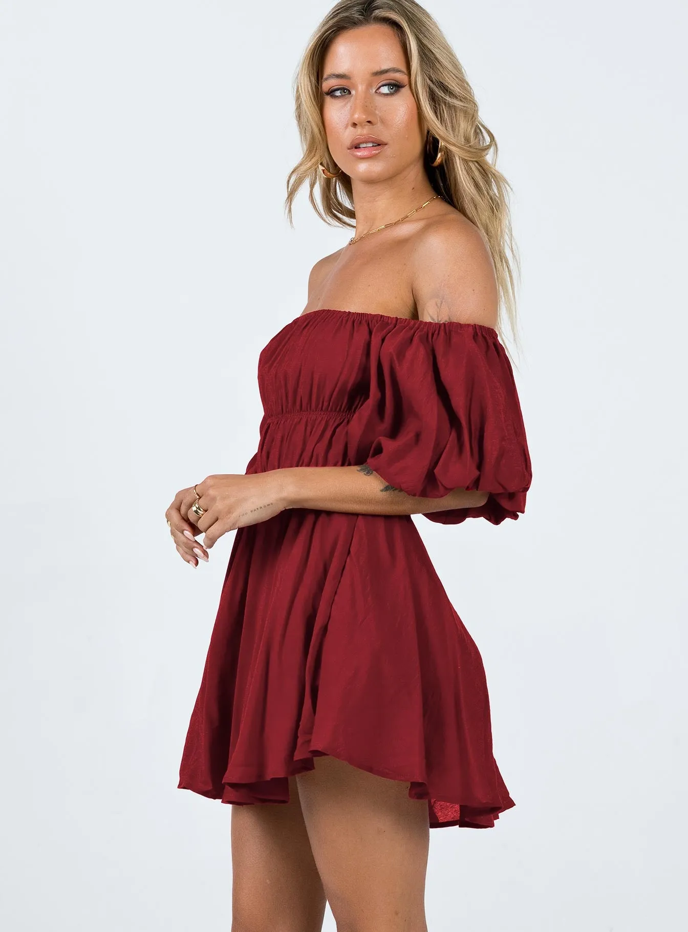 Halton Mini Dress Burgundy