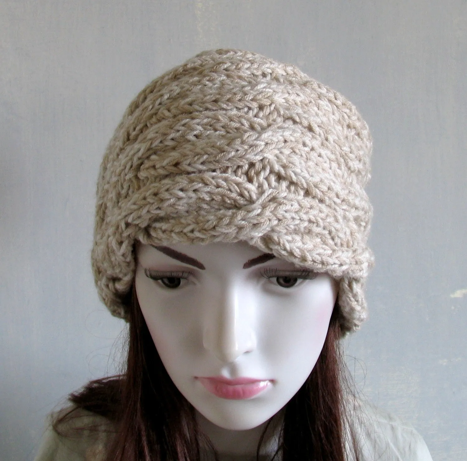 Hand Knitted Warm Slouchy Beanie Hat Soft Women's Chunky Knit Hat Winter Accessories