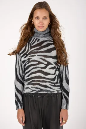 Hand Painted Zebra Devore Effect Pullover in Husky