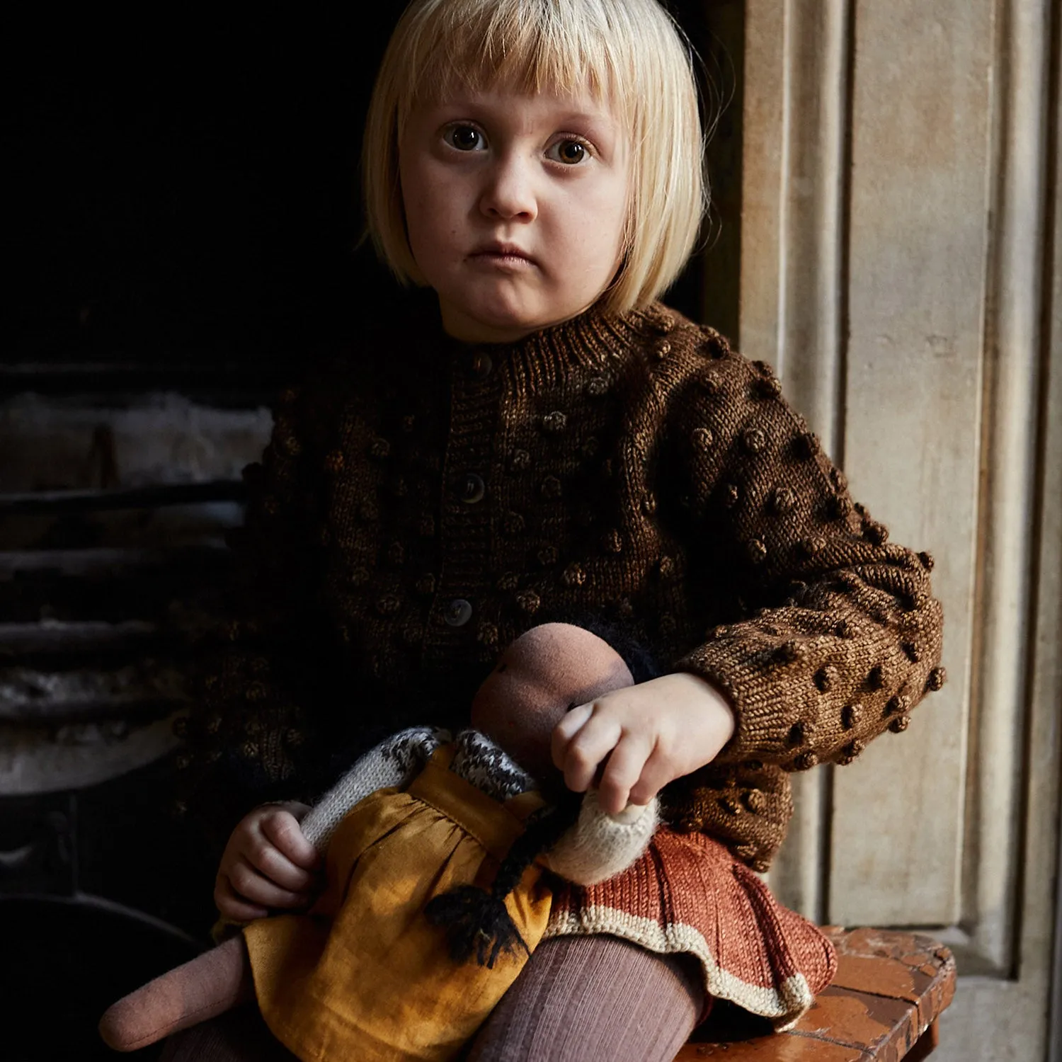 Handmade Doll in Isle Sweater & Pinafore - Black