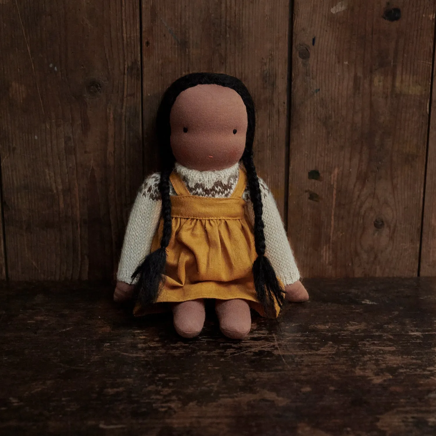 Handmade Doll in Isle Sweater & Pinafore - Black