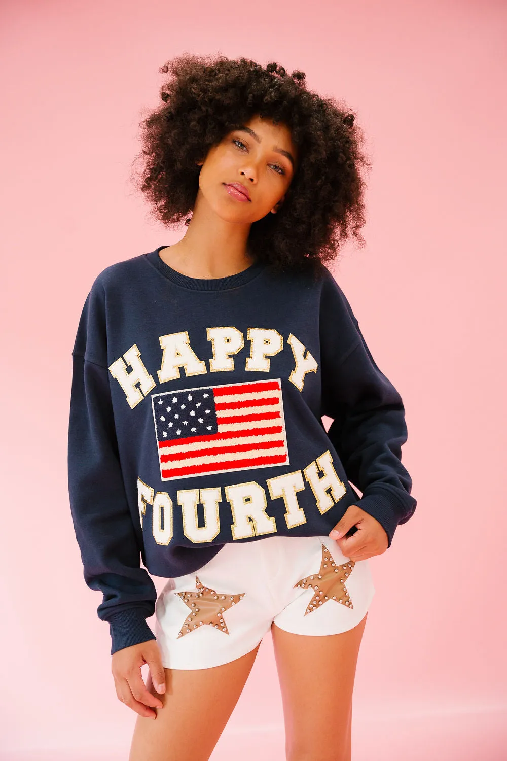 HAPPY FOURTH NAVY PULLOVER