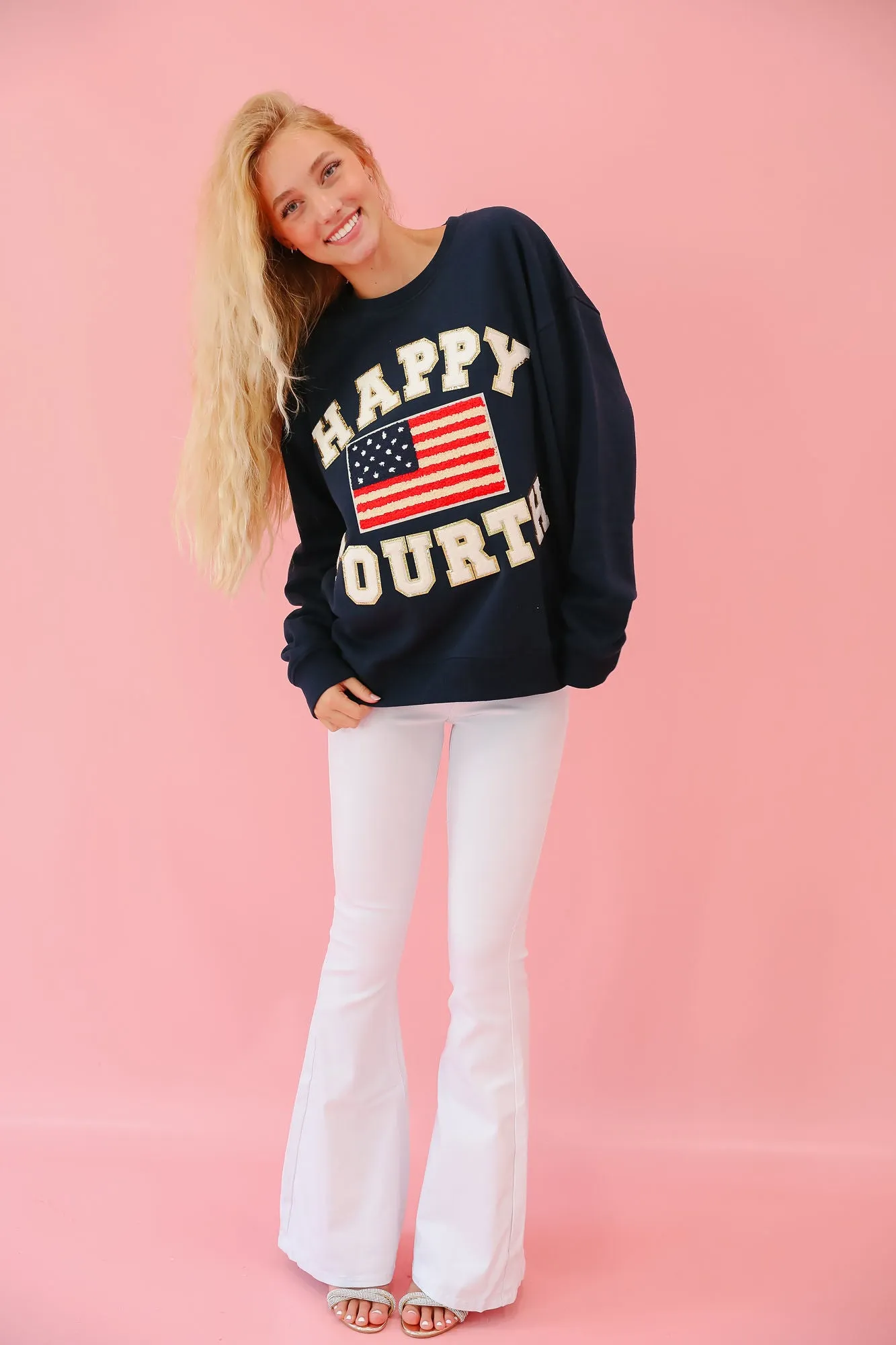 HAPPY FOURTH NAVY PULLOVER