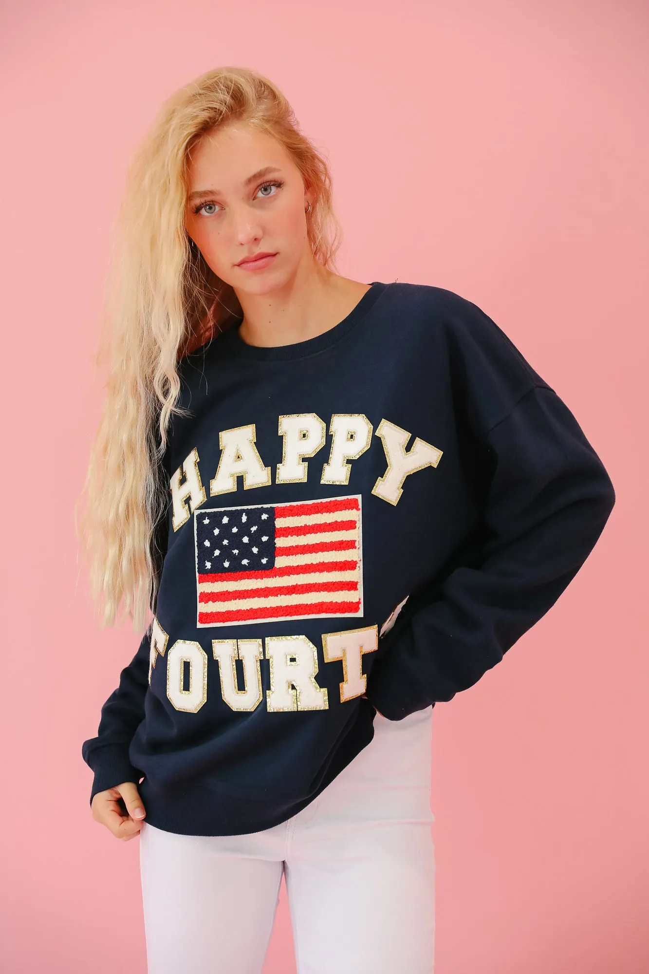 HAPPY FOURTH NAVY PULLOVER