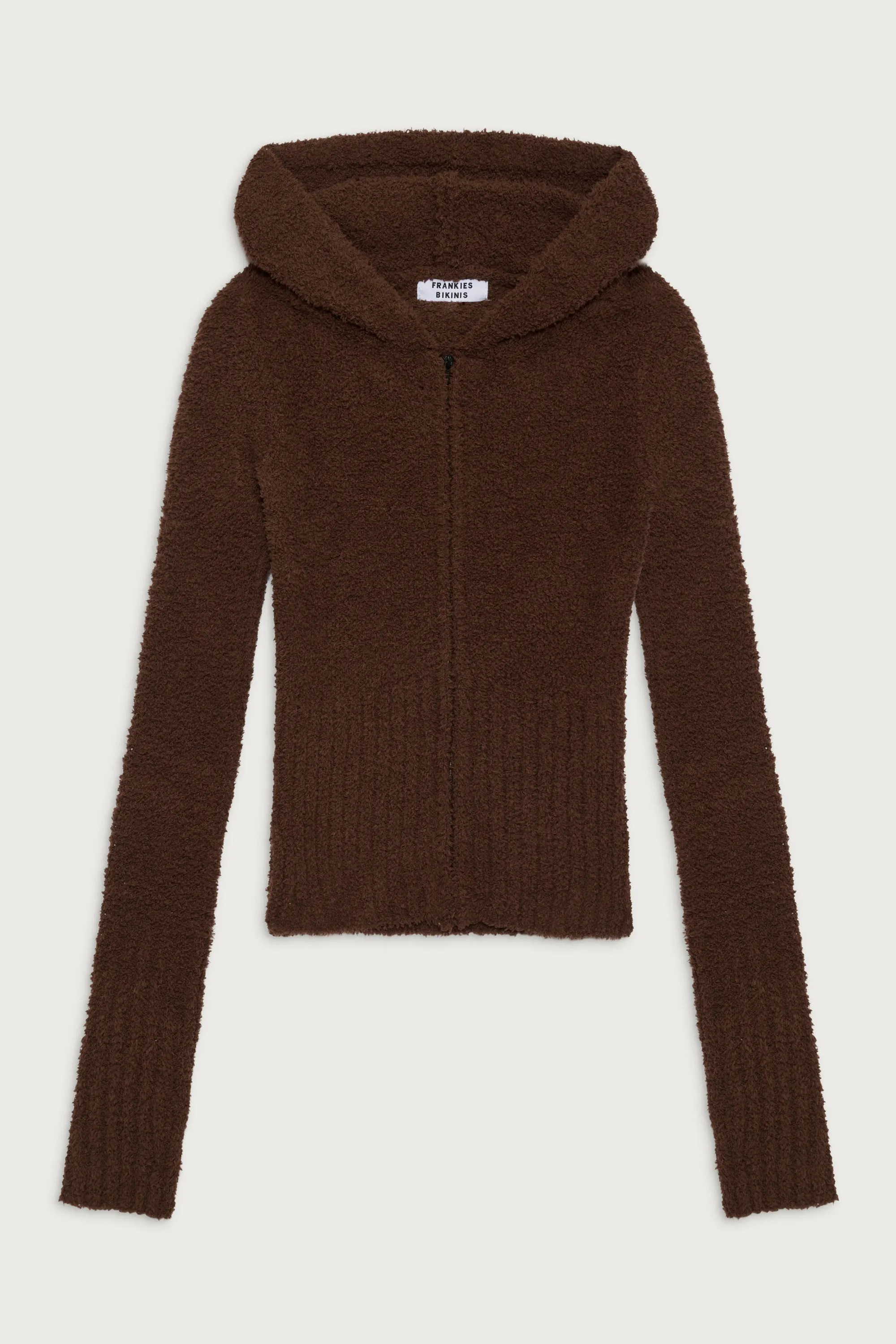 Harlowe Fuzzy Zip Up Hoodie - Chocolate Lily