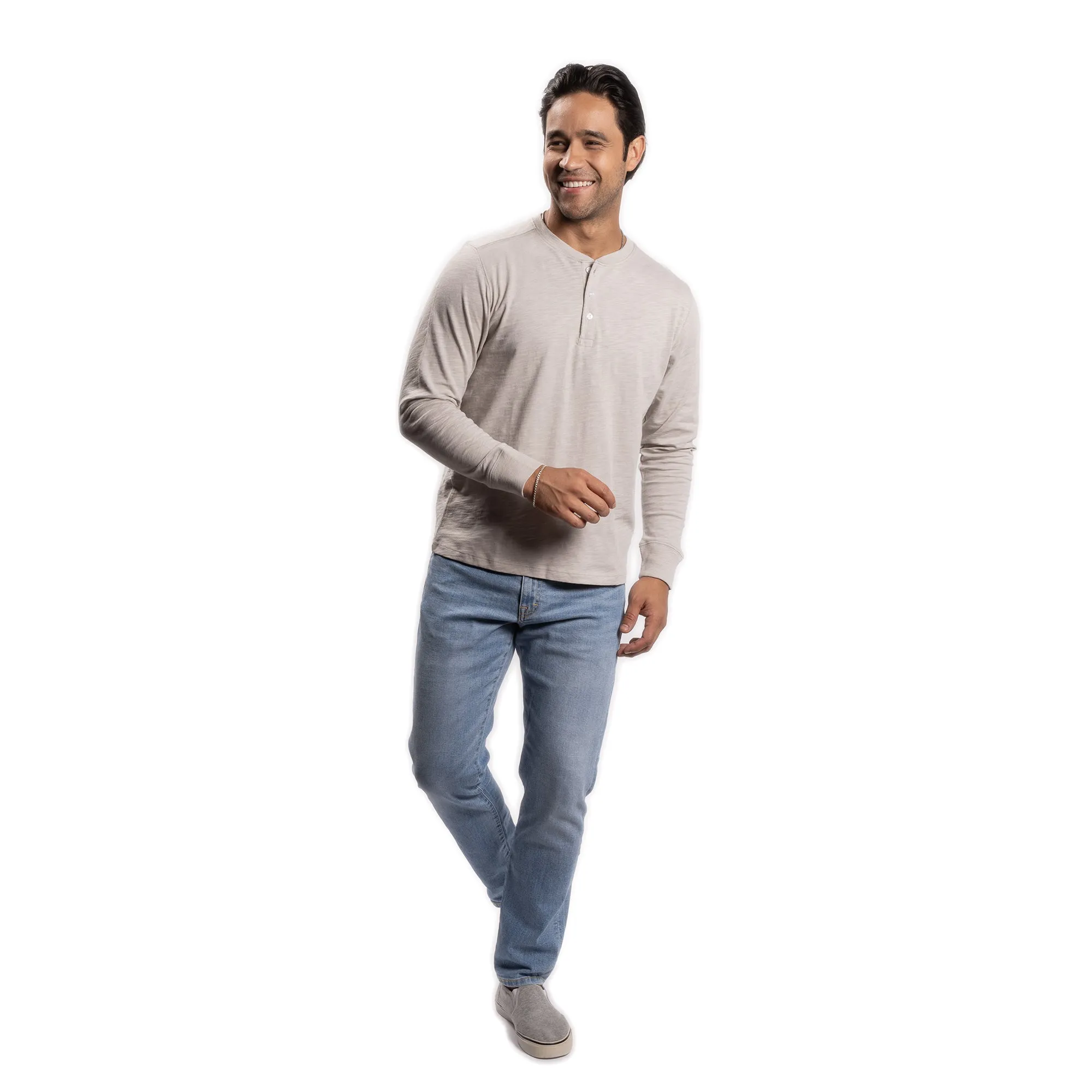 Henley Shirt Long Sleeve - Light Grey