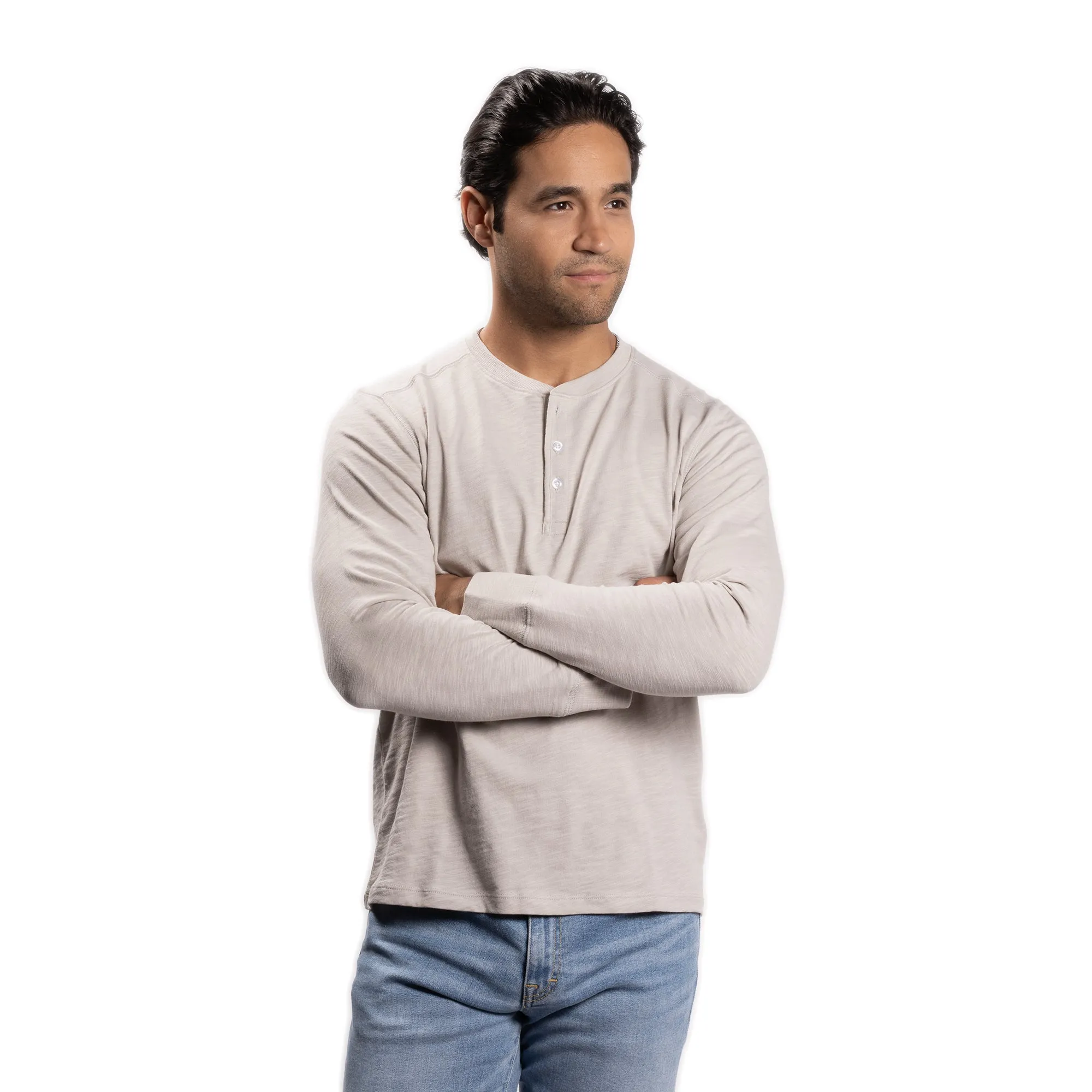 Henley Shirt Long Sleeve - Light Grey