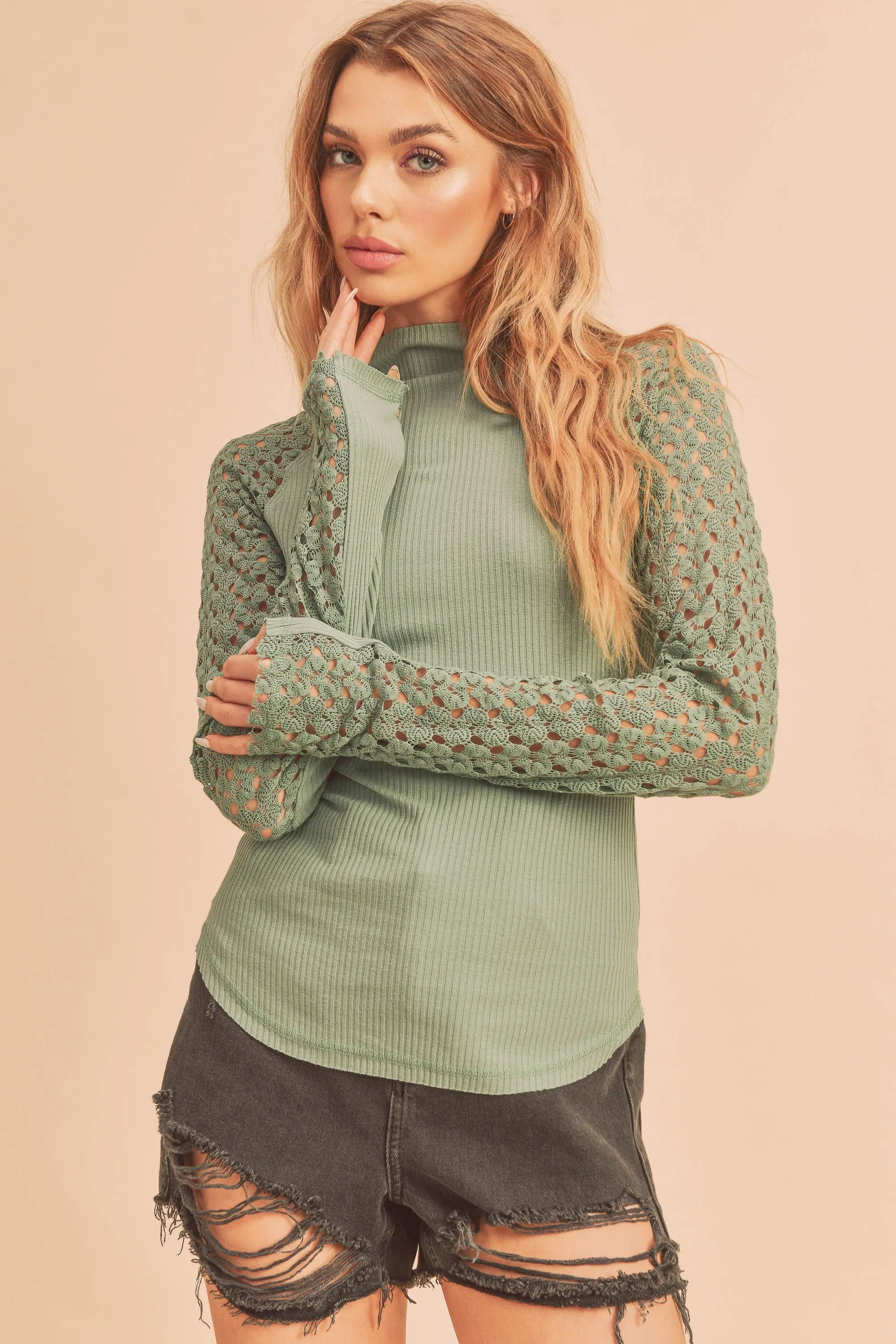 High Neck Long Sleeve Top