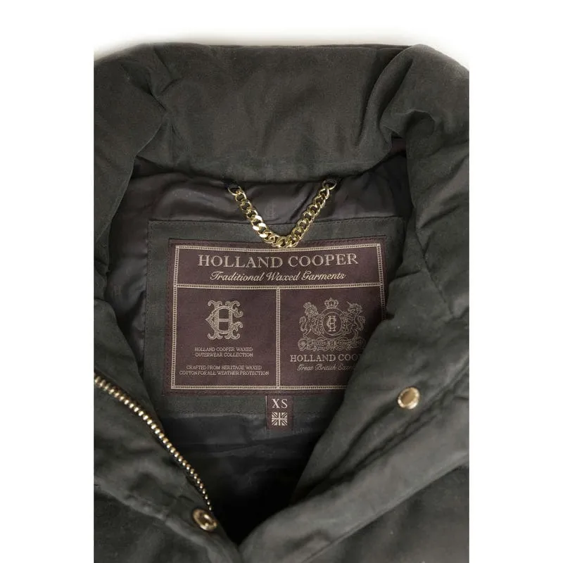 Holland Cooper Aviator Ladies Wax Padded Gilet - Dark Olive