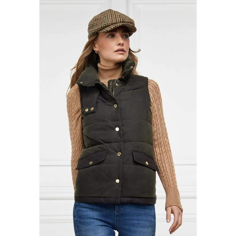 Holland Cooper Aviator Ladies Wax Padded Gilet - Dark Olive