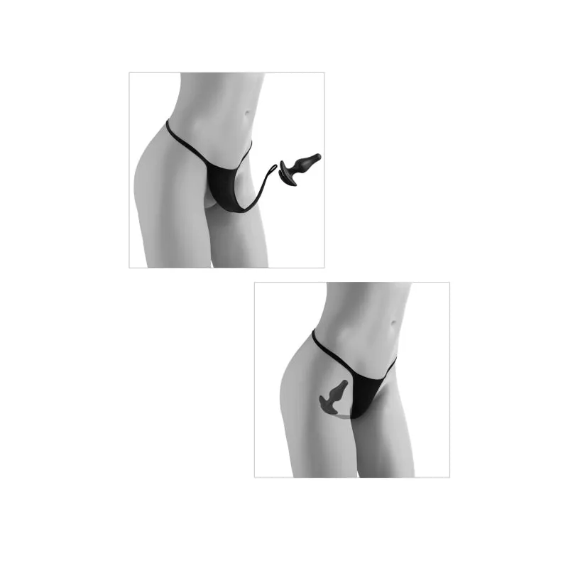 Hookup Panties Crotchless Love Garter - Black - Small - Large