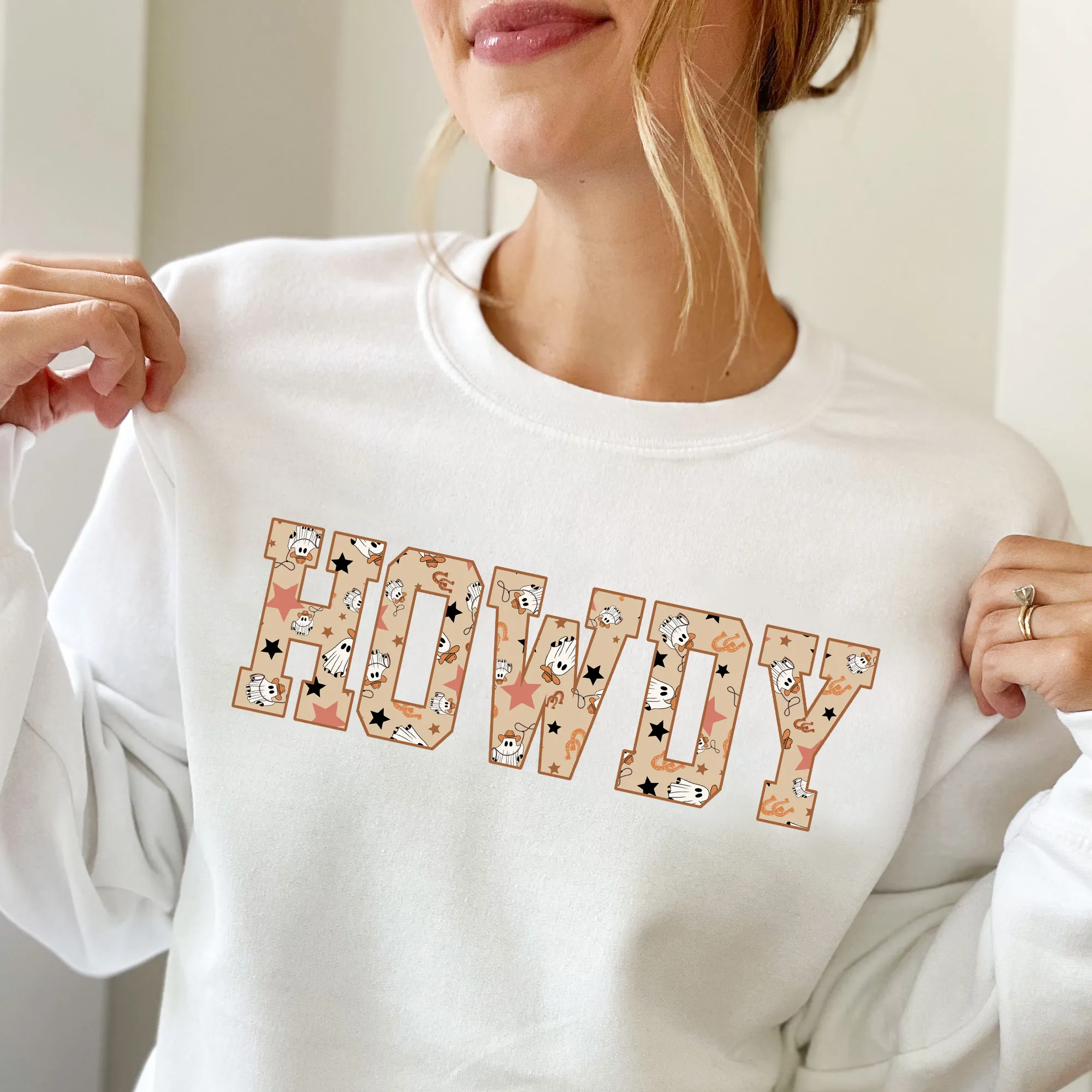 HOWDY Cowboy Ghost Gemma Crewneck Sweatshirt