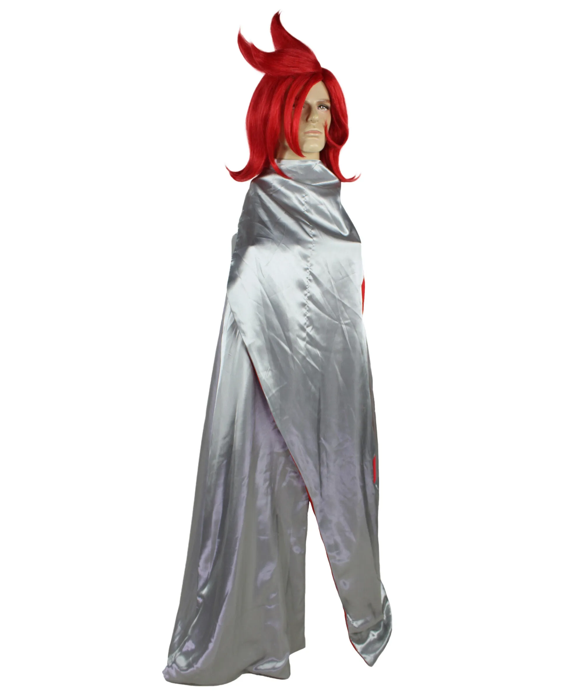 HPO Adult Men's Japanese Manga Red Prince Wig with Cape| Perfect for Halloween| Flame-retardant Synthetic Material