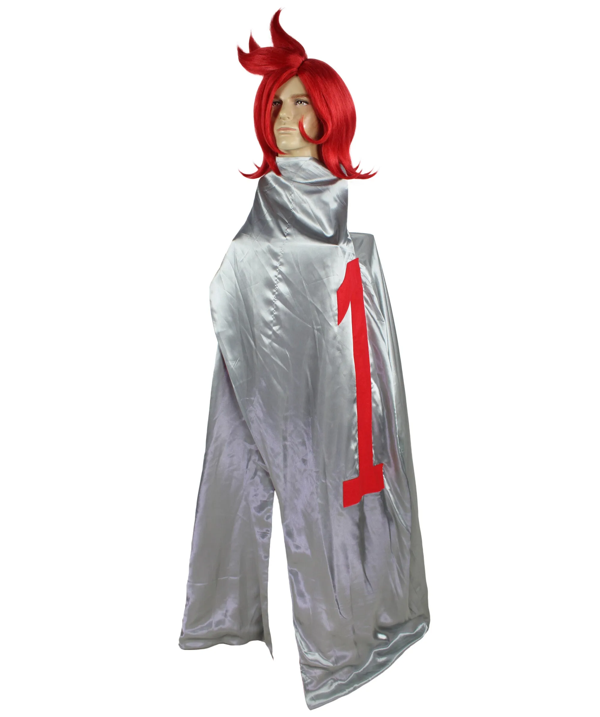 HPO Adult Men's Japanese Manga Red Prince Wig with Cape| Perfect for Halloween| Flame-retardant Synthetic Material