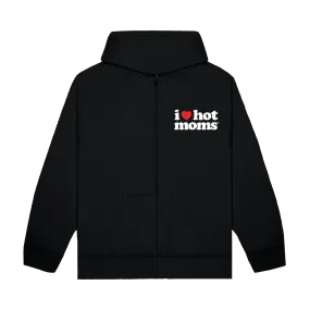 I Heart Hot Moms Black Zip-Up Hoodie