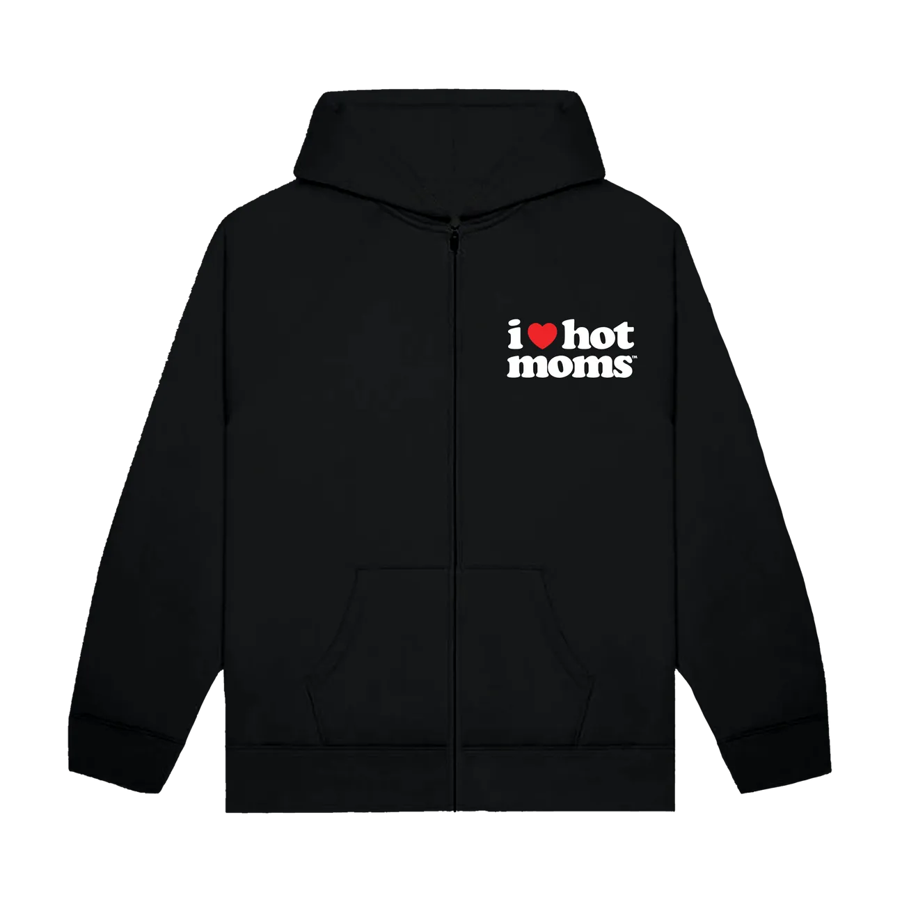 I Heart Hot Moms Black Zip-Up Hoodie