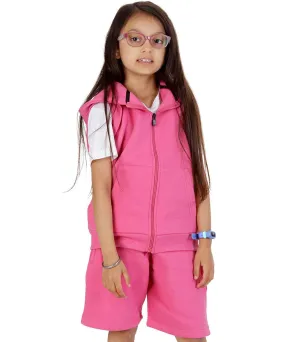 Kids Cerise 2-Piece Gilet and Shorts Set: Cerise