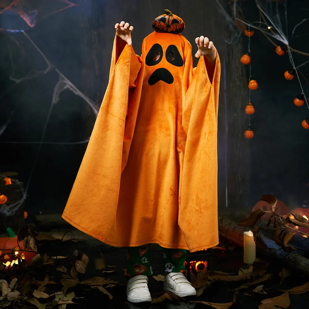 Kids Pumpkin Ghost Cape 2022 Halloween Costume