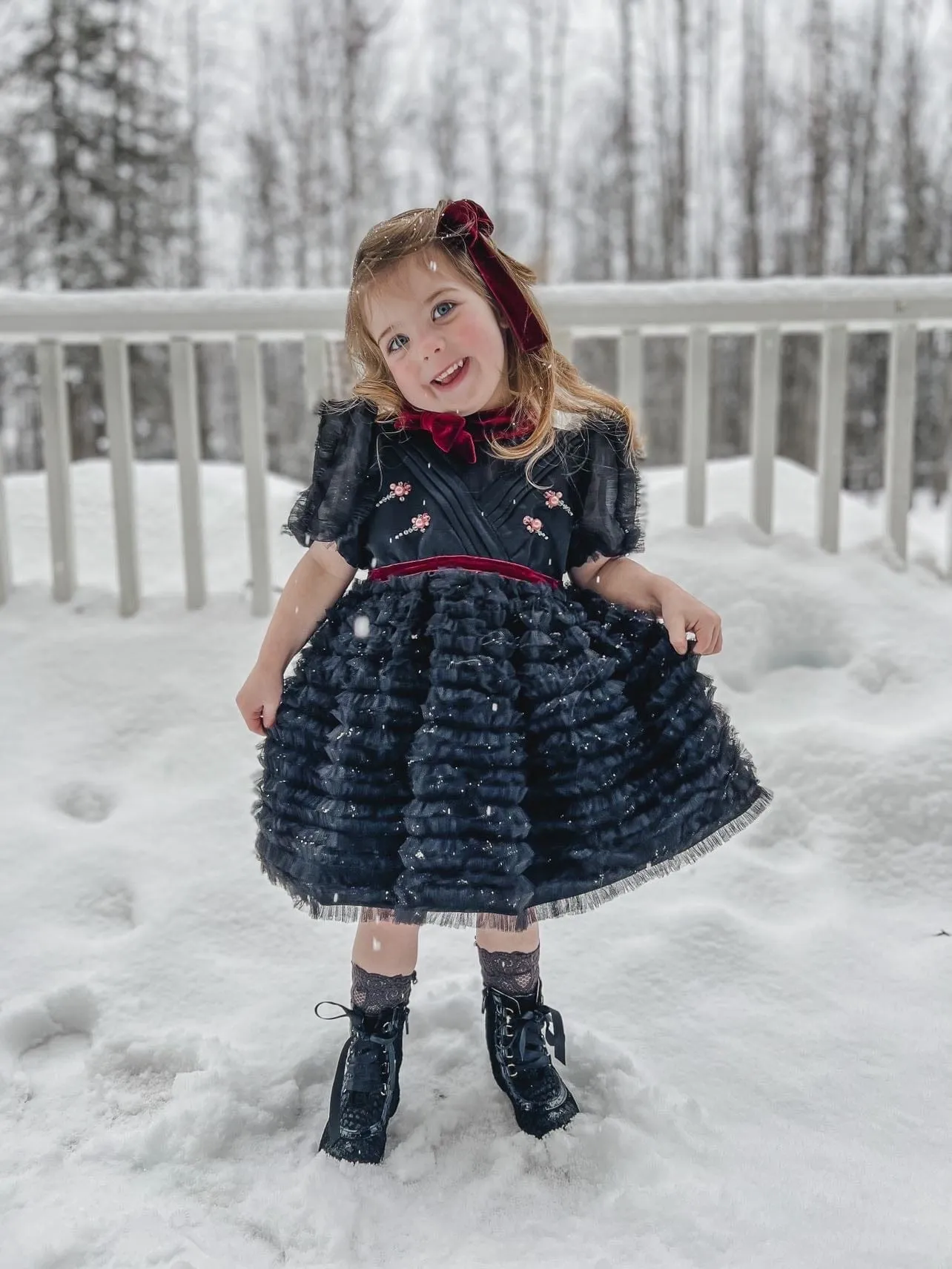 Kylie Black Tulle and Organza Dress