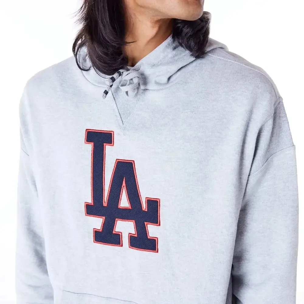 La Dodgers Mlb Rib Infill Grey Oversized Pullover Hoodie