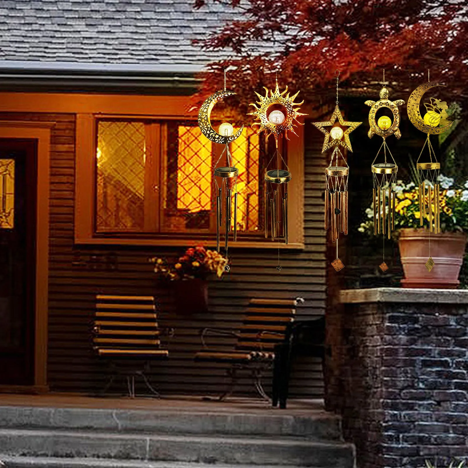 LED Solar Wind Chimes Outdoor Hanging Light