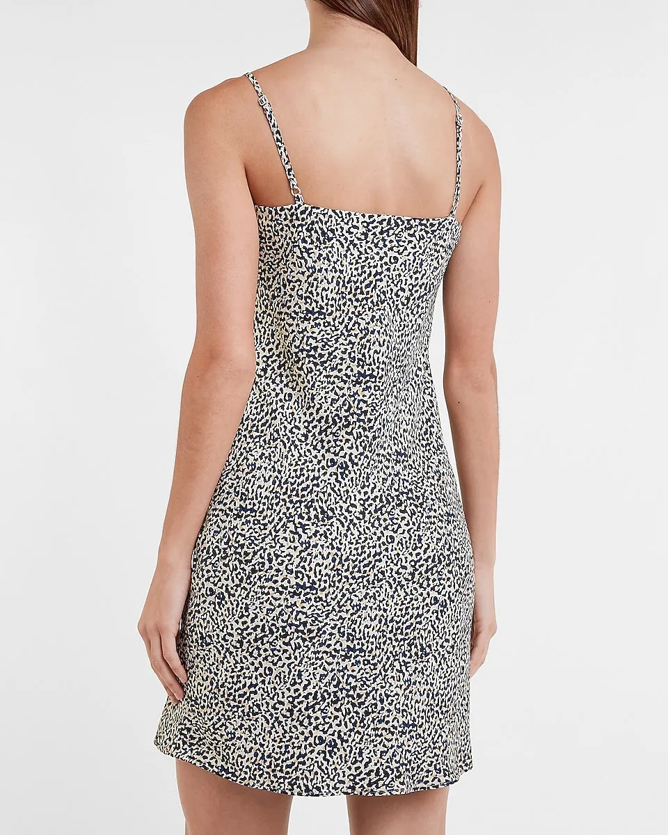 Leopard Cowl Neck Slip Dress in Black And White