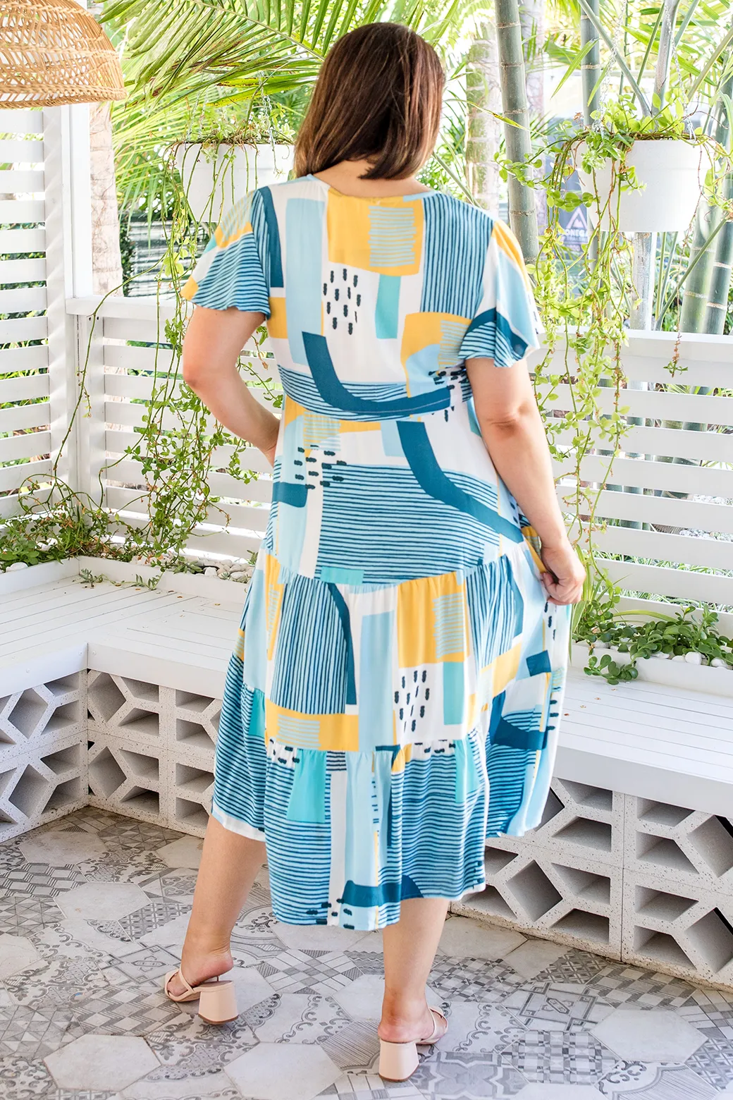 Lilah Midi Dress Paloma Print Blue