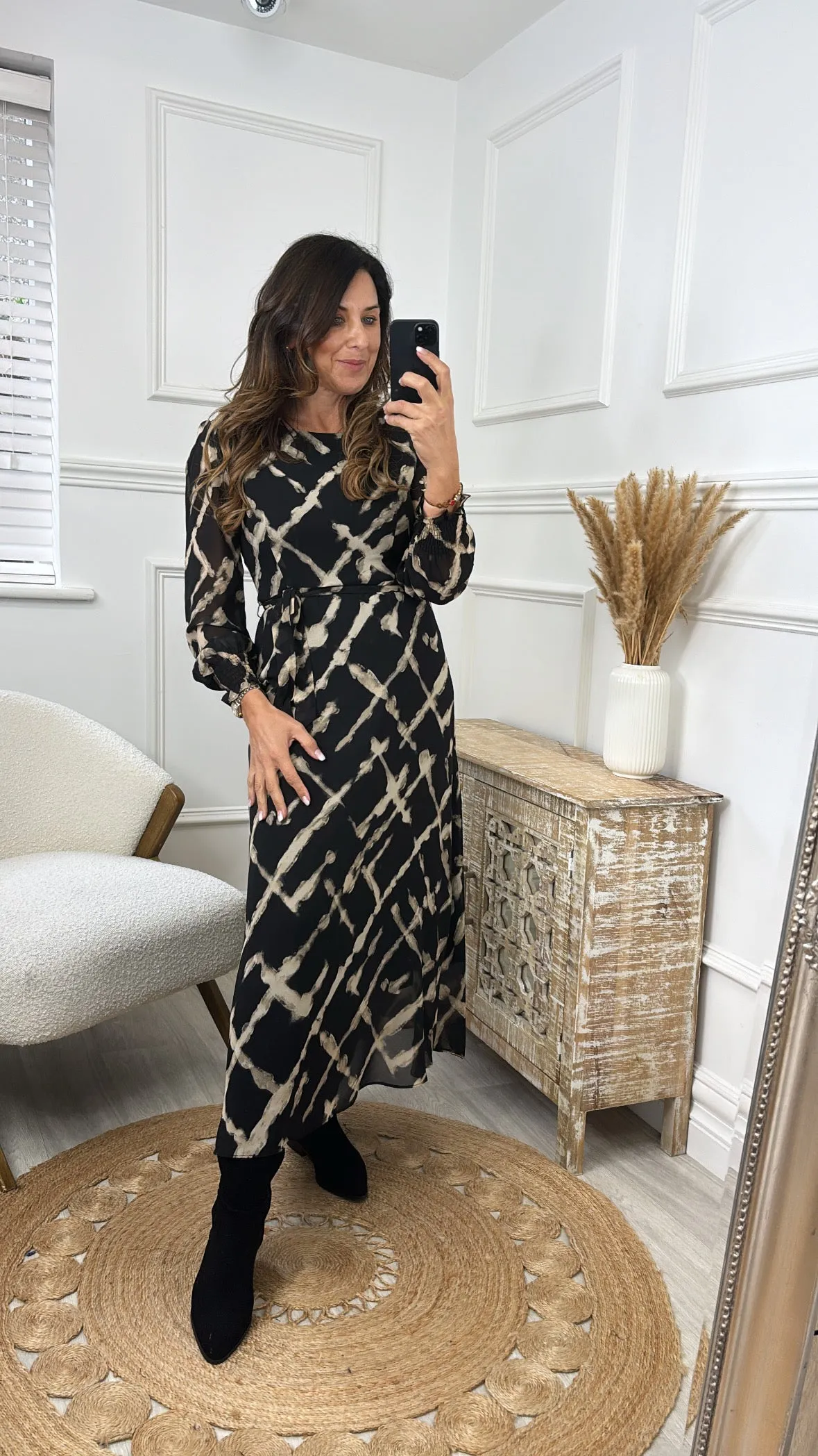 Lilit Black Tie Waist Maxi Dress