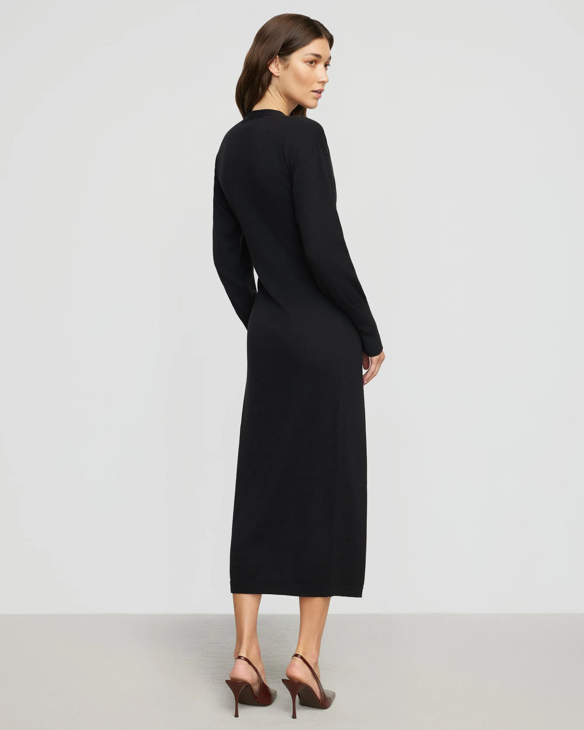 Linden Front-Wrap Sweater Dress