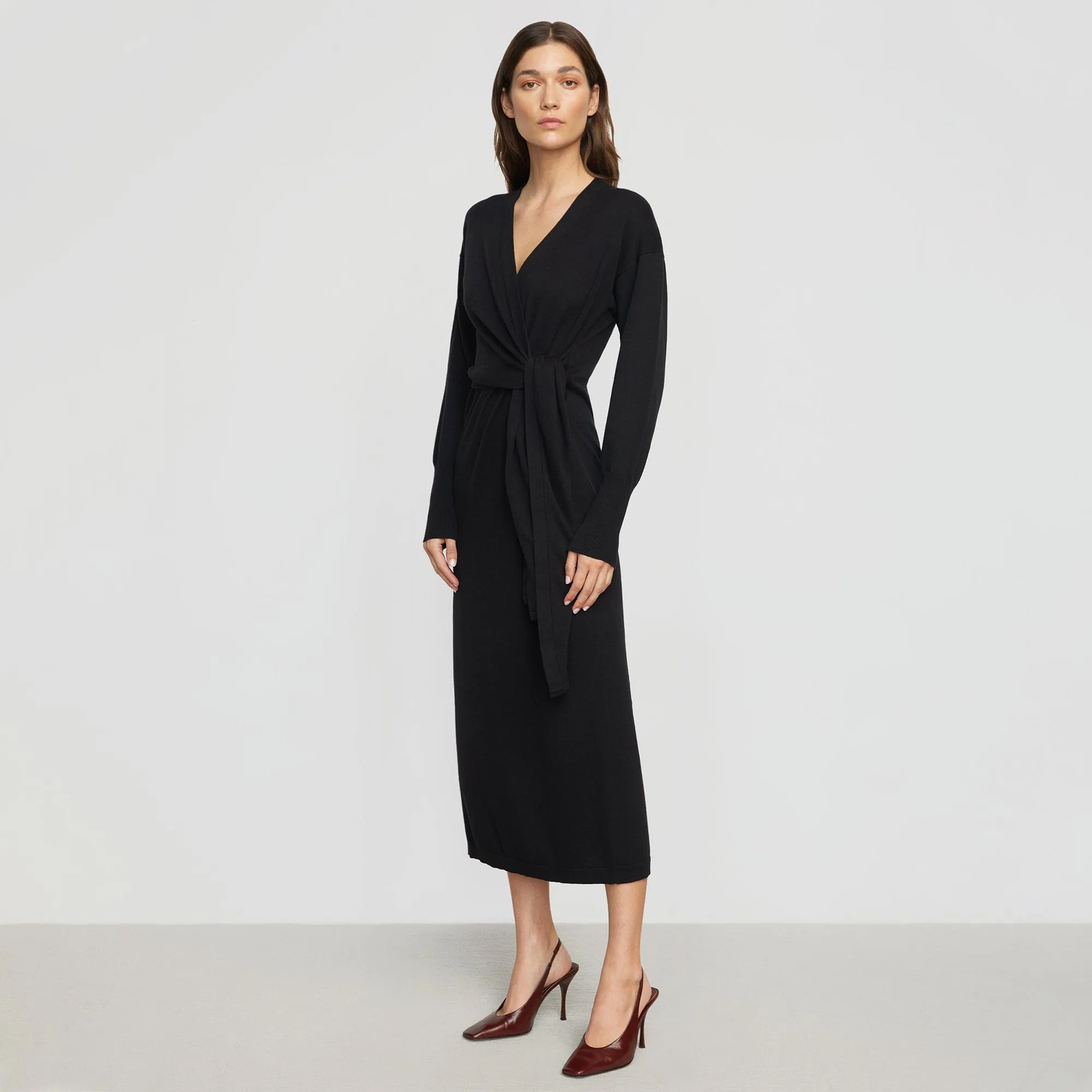 Linden Front-Wrap Sweater Dress