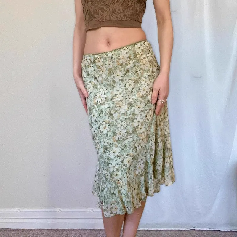 Litzy Mesh Floral Midi Skirt