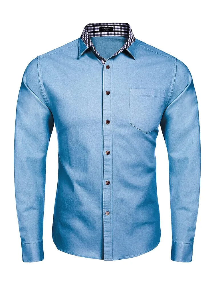 Long-Sleeve Denim Dress Shirt