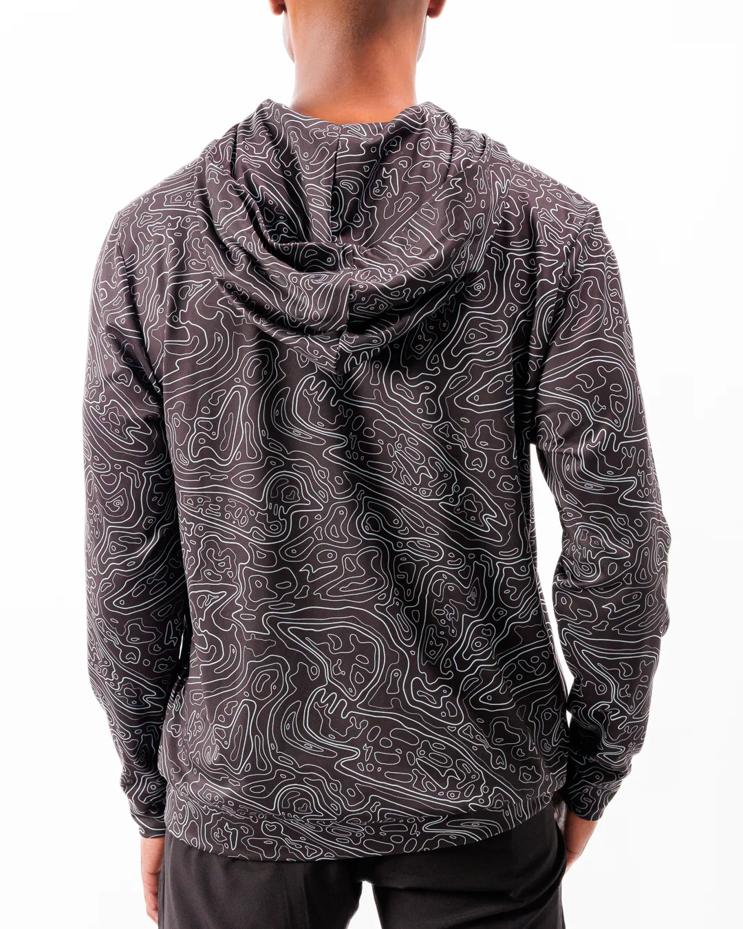 Loon Lake Topographic Black Zip Hoodie