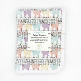 Lovely Llamas  Baby Receiving Blanket - Organic Cotton