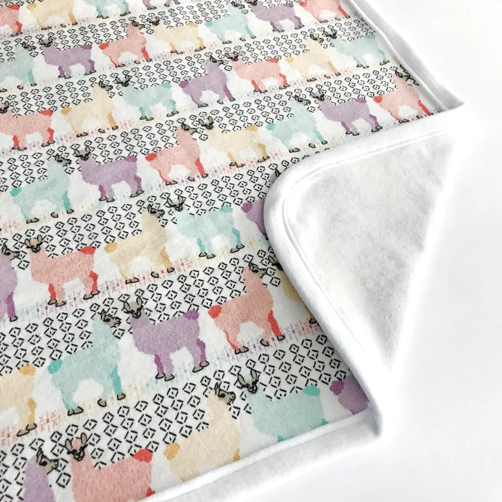 Lovely Llamas  Baby Receiving Blanket - Organic Cotton